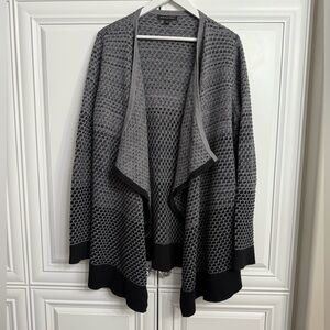 Banana Republic Factory Sz Large Ombre Grey to Black Open Front Cardigan Sweater